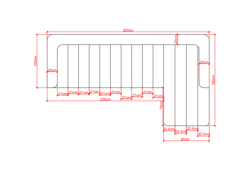 Modern L-Shape Sofa – 3.2m x 1.8m