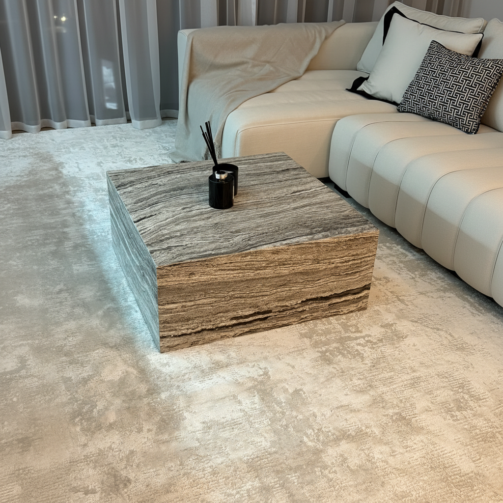 Elegant Travertine Coffee Table Block – 80 cm x 80 cm