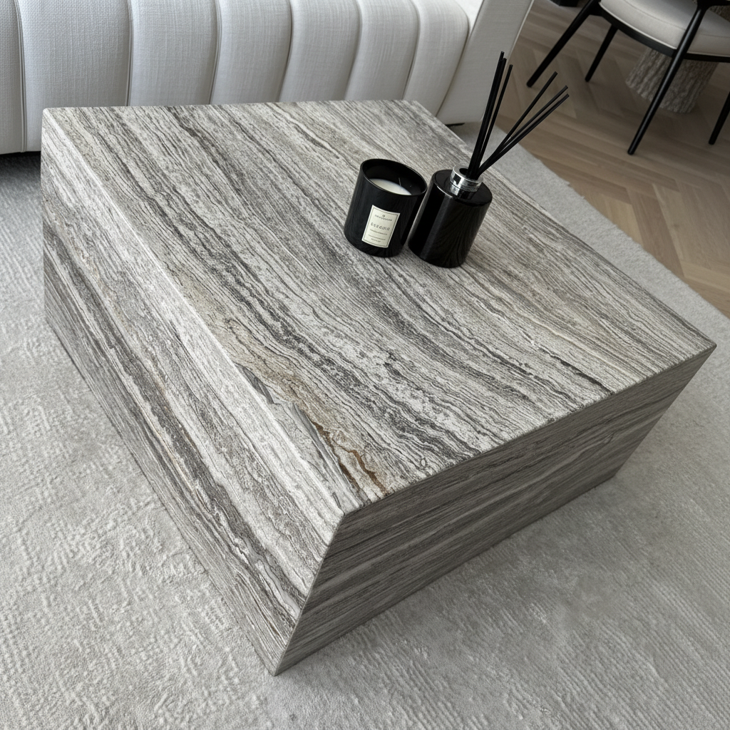 Elegant Travertine Coffee Table Block – 80 cm x 80 cm