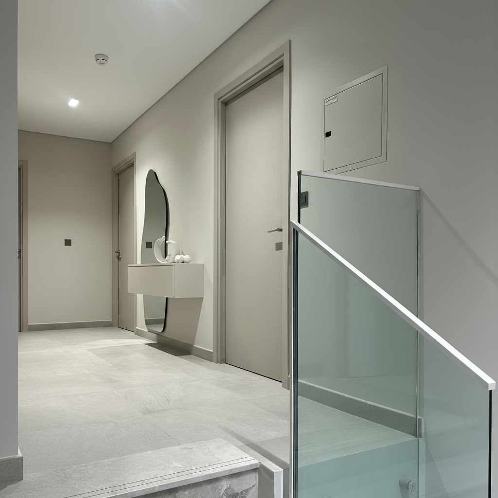 Sleek Simplicity - Floating Cabinet with Organic Mirror