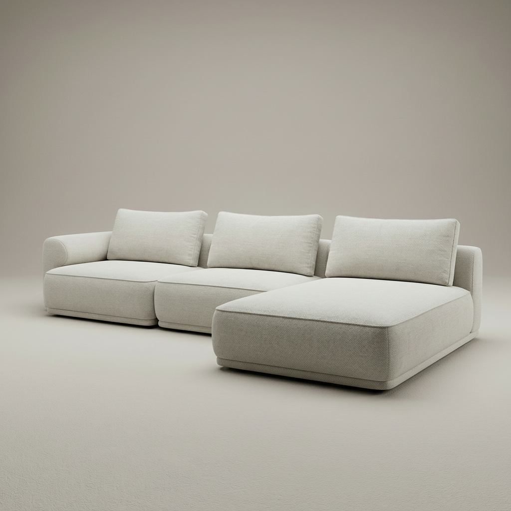 Soft Sculpted Modular Lounge Sofa – Textured Ivory